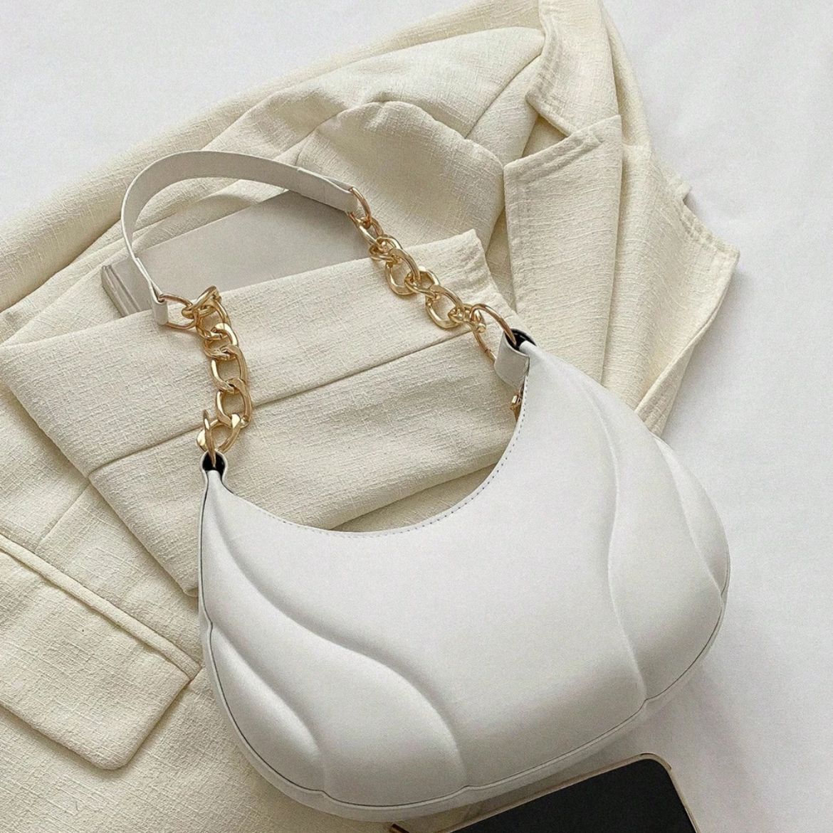 White Padded Chain Bag