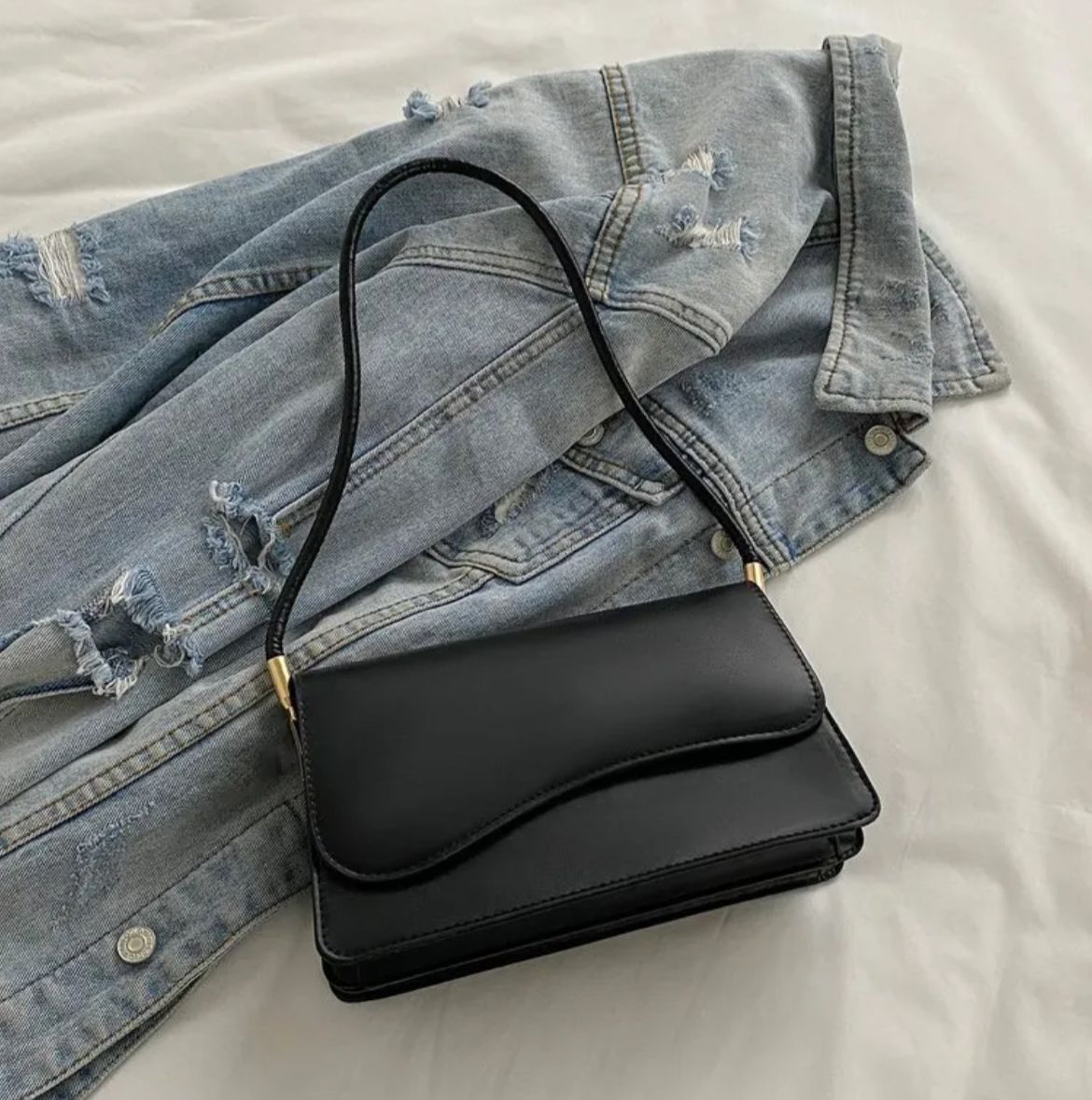 Black Structured Shoulder Bag