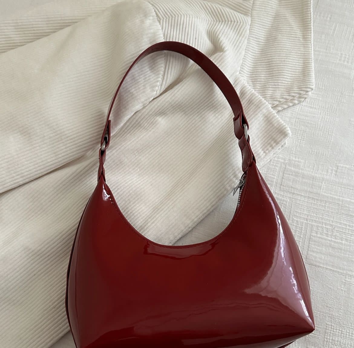 Glossy Red Shoulder Bag