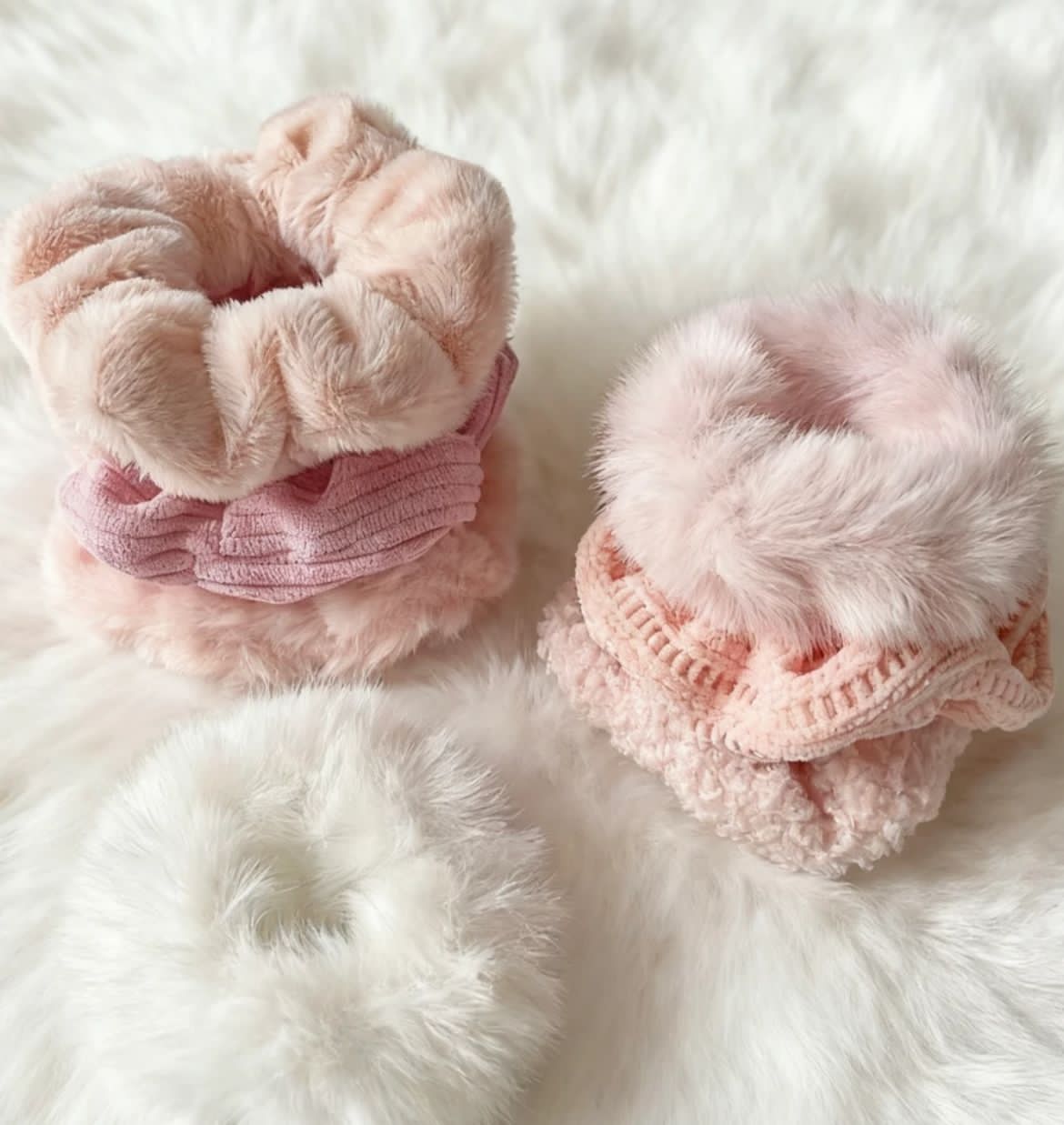 Fluffy pastel scrunchies