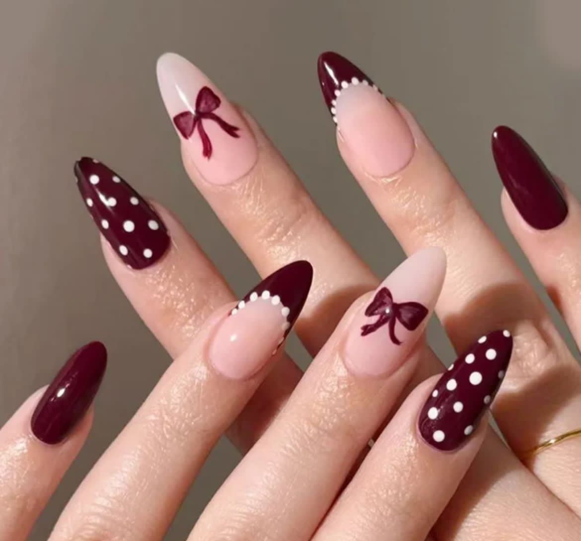 Burgundy Bows & Dots