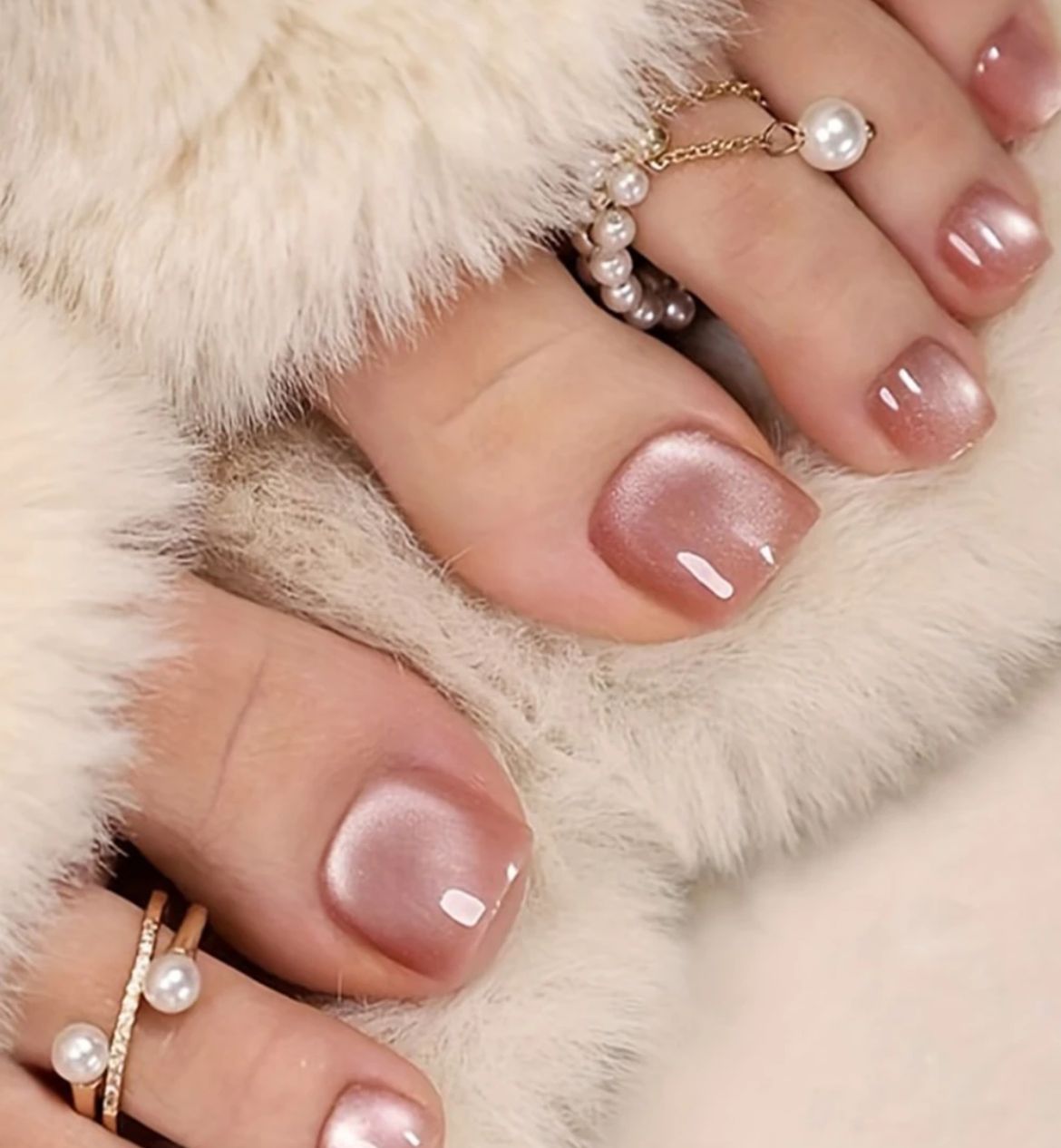 Rose Gold Pearl-Toe Pedicure