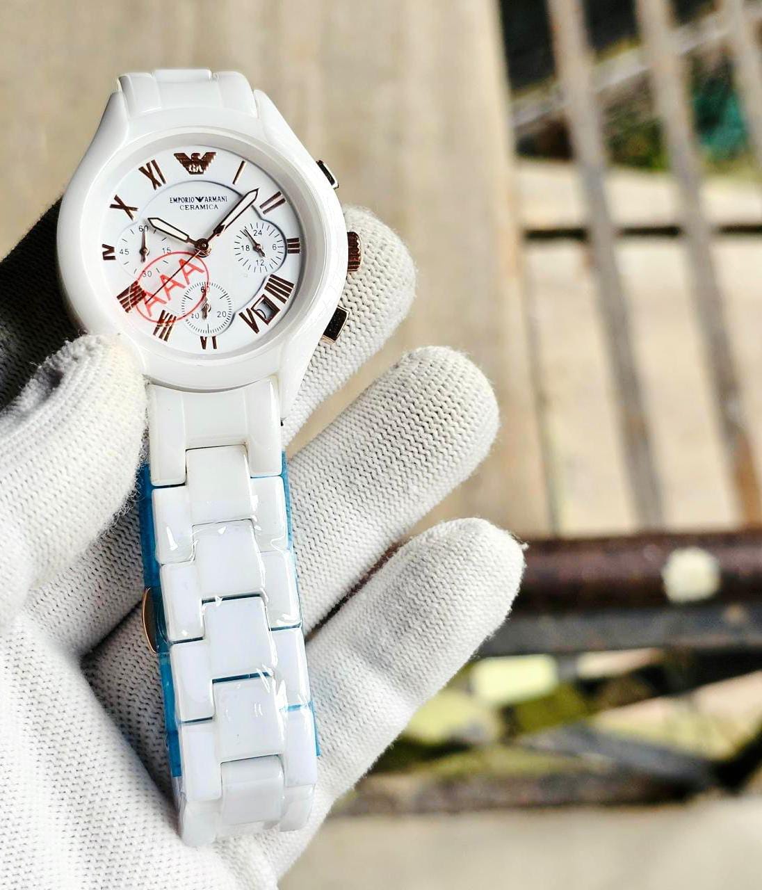 White Armani Ceramic Watch
