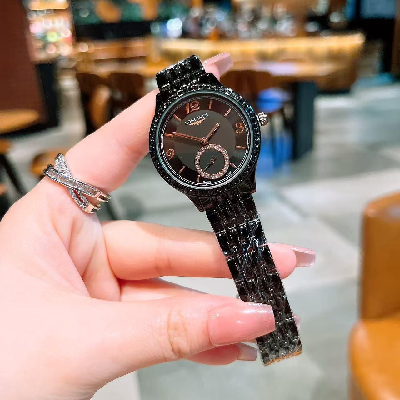 Black Crystal Dial Watch